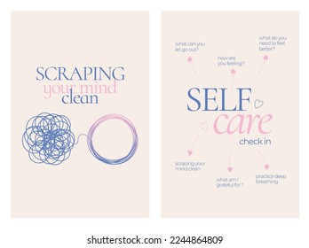 Love yourself  slogan. Self care check in. Funny quote for blog, poster and print design. Keep your mind clean motivational quote typography.