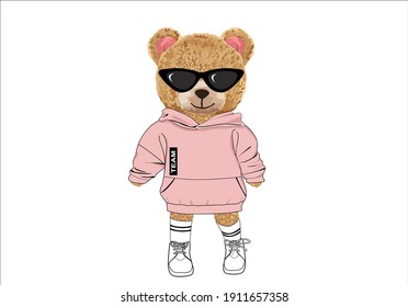 moda de estilo de chica de oso rosa