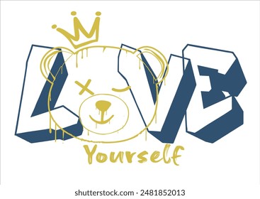 love yourself teddy bear vector 