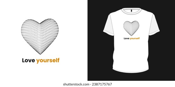 Love yourself text with lohe sign t-shirt and apparel trendy design with heart symbol, typography, print, vector illustration.