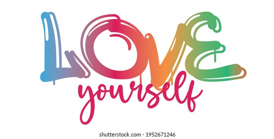 Love Yourself Text Print Love Slogan Stock Vector (Royalty Free ...