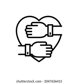 Love Yourself Thin Line Icon, Hands Hug Heart. Modern Vector Illustration Of Selfcare And Self Acceptance.