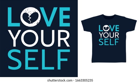 Love yourself typography art design vector illustration ready for print on t-shirt, apparel, poster and other uses.