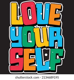 love yourself typography design colorful