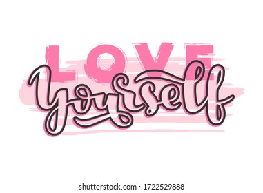 Love yourself vector text, hand drawn lettering 