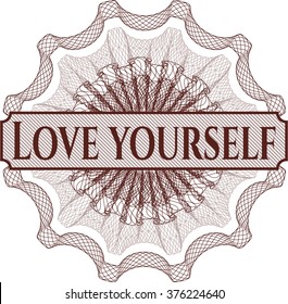 Love Yourself written inside abstract linear rosette