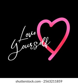 Love Yourself,gradient heart, Graphic design print t-shirts fashion, illustration, vector, posters, cards, stickers, mug