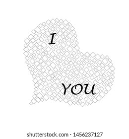 I love you.Valentine invitation with big heart made from cubes.Lovely.Romantic.