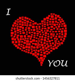 I love you.Valentine scene with big heart made from cubes.Romantic.Lovely.