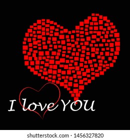 I love you.Valentine scene with big heart made from cubes.Romantic.Lovely.