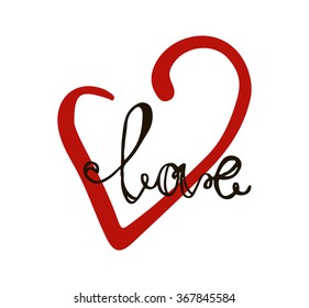 I love you.Valentines Day greeting cards vector illustration.Handdraw lettering with heart.Trendy handwritten disign element.Valentines day greeting card with calligraphy.Love, romance, tender passion