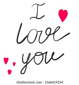 I love yoy hand drawn black lettering. Border with heart and phrase composition. T shirt design. Greeting card.