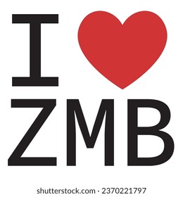 I love Zambia typography vector
