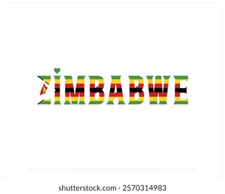 I love ZIMBABWE, I love Zimbabwe typographic design with flag typography and heart on white background, Vector design of I love ZIMBABWE, ZIMBABWE National Day Design