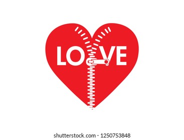 love zipper red heart design. fashion t-shirt design