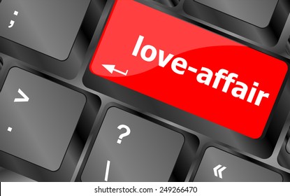 love-affair on key or keyboard showing internet dating concept