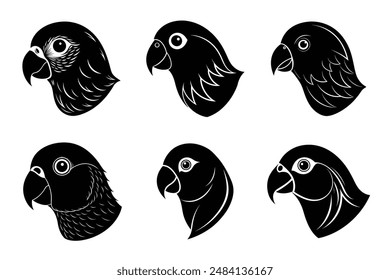 Lovebird Head Schwarz Silhouette Vektorillustration   