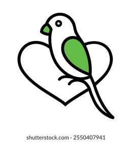 Lovebird Perched On Heart Shaped Branch Outline