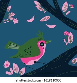lovebird seamless pattern hand drawn vector