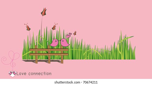 lovebird in spring .Valentine background
