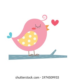 Lovebird vector illustration cartoon isolated on white background. Cute little bird vector cartoon.