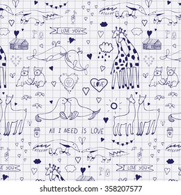 Lovebirds animals outline pattern