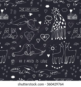 Lovebirds animals outline pattern