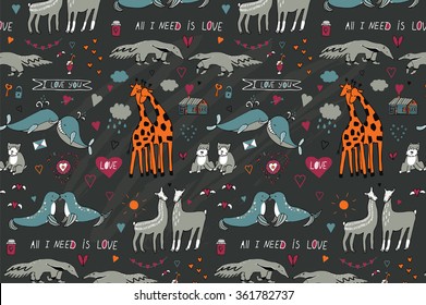 Lovebirds animals pattern