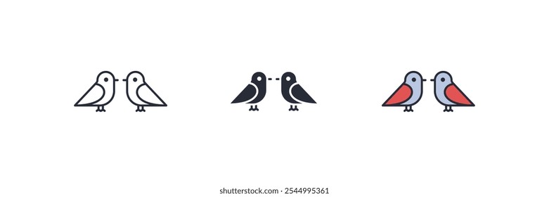 Ícone de pombinhos. Lovebirds Símbolo para conceito móvel e web design. Ícone de vetor, Ilustração de logotipo, Gráficos de vetor