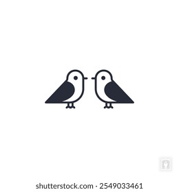 Ícone de pombinhos. Lovebirds Símbolo para conceito móvel e web design. Ícone de vetor, Ilustração de logotipo, Gráficos de vetor