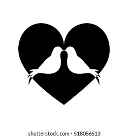 lovebirds silhouette in heart cartoon icon image 