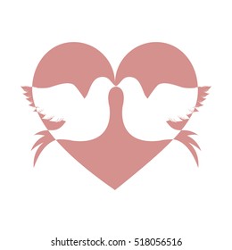 lovebirds silhouette in heart cartoon icon image 