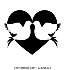 lovebirds silhouette in heart cartoon icon image 