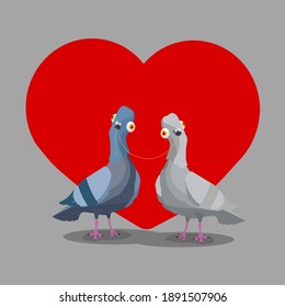 Lovebirds Valentines Day Dsv Pigeons Stock Vector (Royalty Free ...