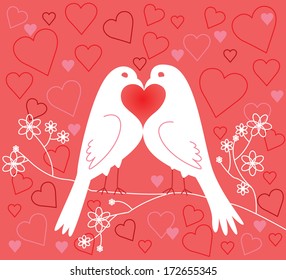 Lovebirds. Valentine's Day. Vector illustration