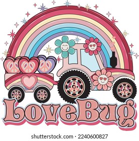 Lovebug With Truck And Rainbow Valentine