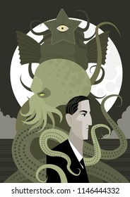 lovecraft writer and evil cthulthu dark octopus monsters