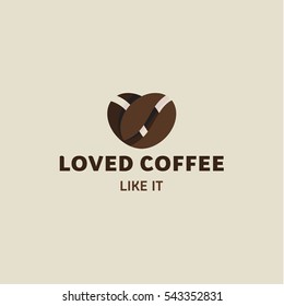 Loved coffee logo coffee beans in the form of heart for your business minimalist modern design illustrations art