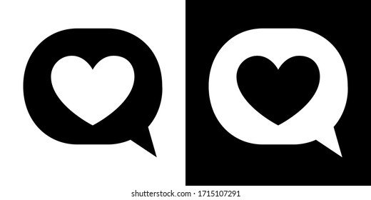 Loved Comment. Glyph Icon in White and Black Version.