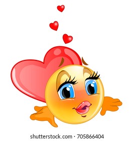 Loved emoticon, with blue background for messenger and applications