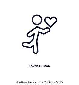 loved human icon. Thin line loved human icon from feeling and reaction collection. Outline vector isolated on white background. Editable loved human symbol can be used web and mobile