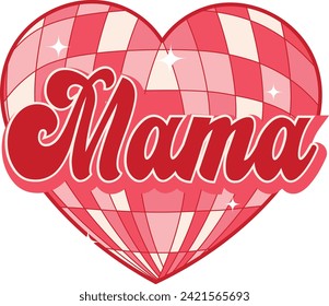 Loved Mama Mom Valentine's Day Disco Ball Heart. Mother's Day