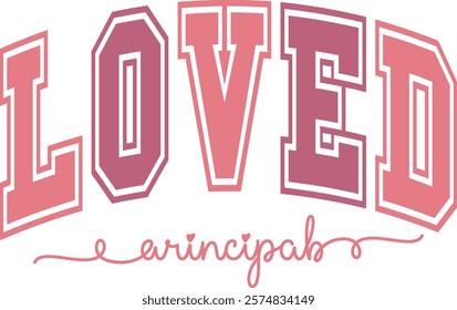 Loved Principal - Happy Valentine's day T-shirt Design, Valentine Varsity T-shirt design, Retro Valentine, retro Varsity, Love Heart Vector file, boho varsity, boho design