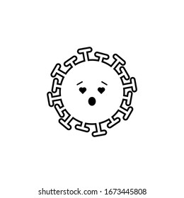 Icono de borde de virus amado en fondo gris. Emociones.Coronavirus. Icono negro