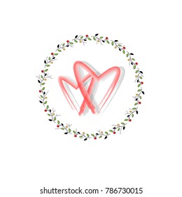 love,Floral vector round frame