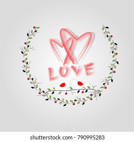 love,Floral vector round frame