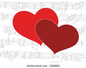 loveheart and music notes, vector