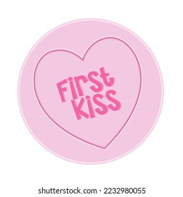 Loveheart Sweet Candy - First Kiss Message  Message vector Illustration