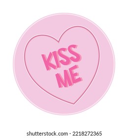 Loveheart Sweet Candy - KIss Me Message vector Illustration