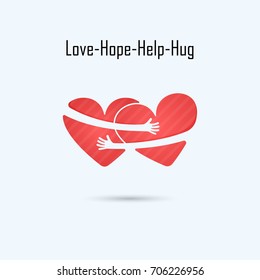 LOVE-HOPE-HELP-HUG vector logo design template.Aid & love icon.Wedding logo.Bridegroom & Bride icon idea concept.Vector illustration